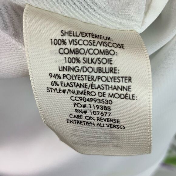 ALICE + OLIVIA White Purple Green Floral Print Cowl Neck Ruffle Slit Dress Sz 0 - Picture 11 of 13